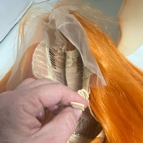 NEMER Long 22” Synthetic Lace Front Turmeric Yellow Orange Wig - Picture 10 of 12